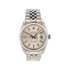 Rolex Datejust 16030 36mm Silver Index Dial Engine-turned Bezel Jubilee Band